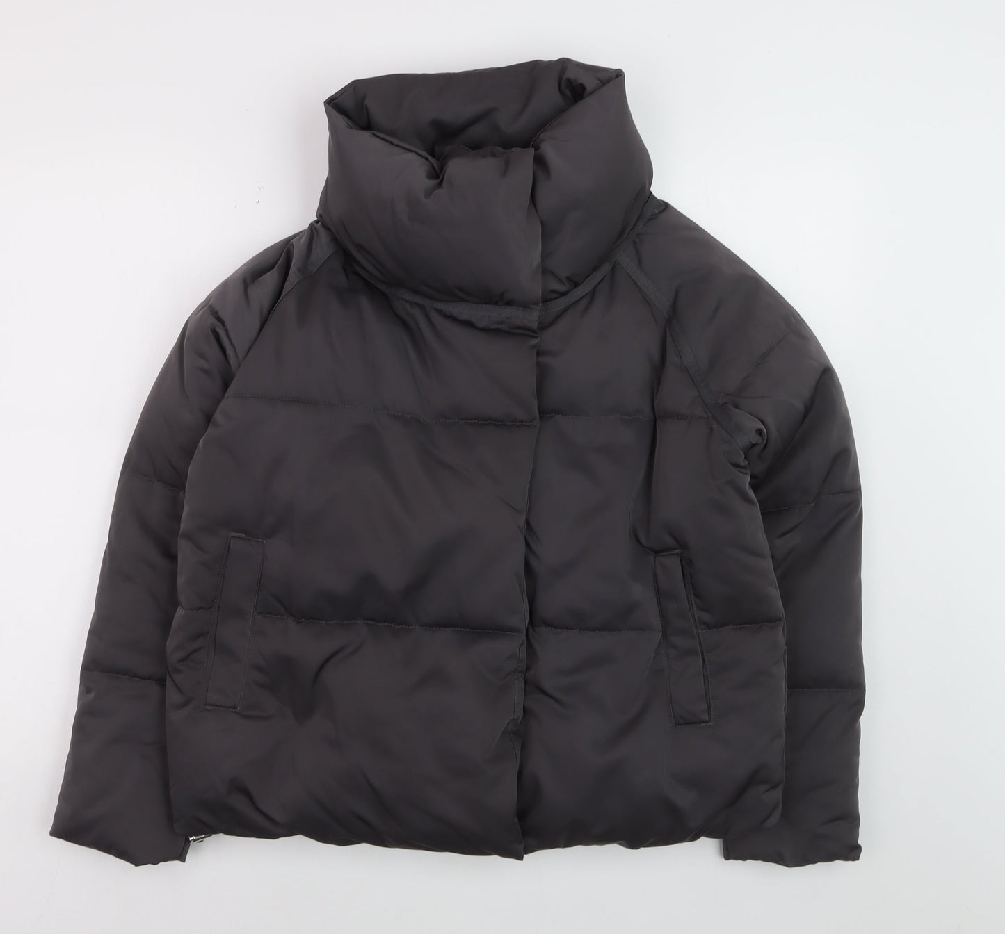 Next Women's Black Size 8 Puffer Jacket with High Collar