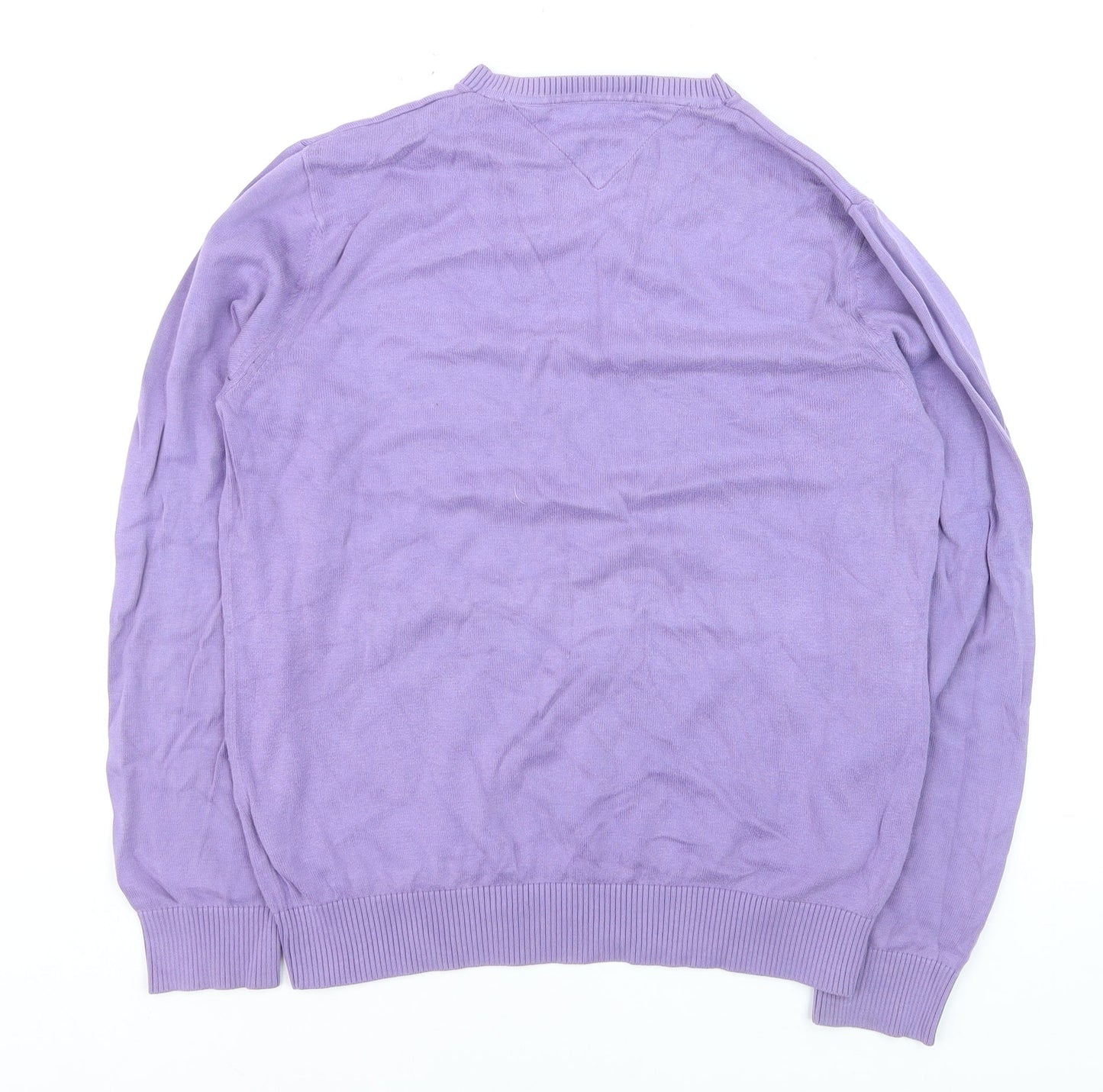 Tommy Hilfiger Men's Purple V-Neck Cotton Pullover Jumper M
