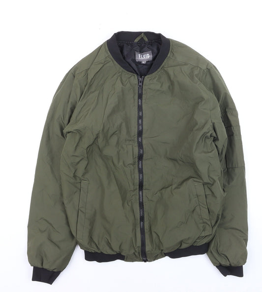 Fluid Men's Green Bomber Jacket Size S Polyester Casual