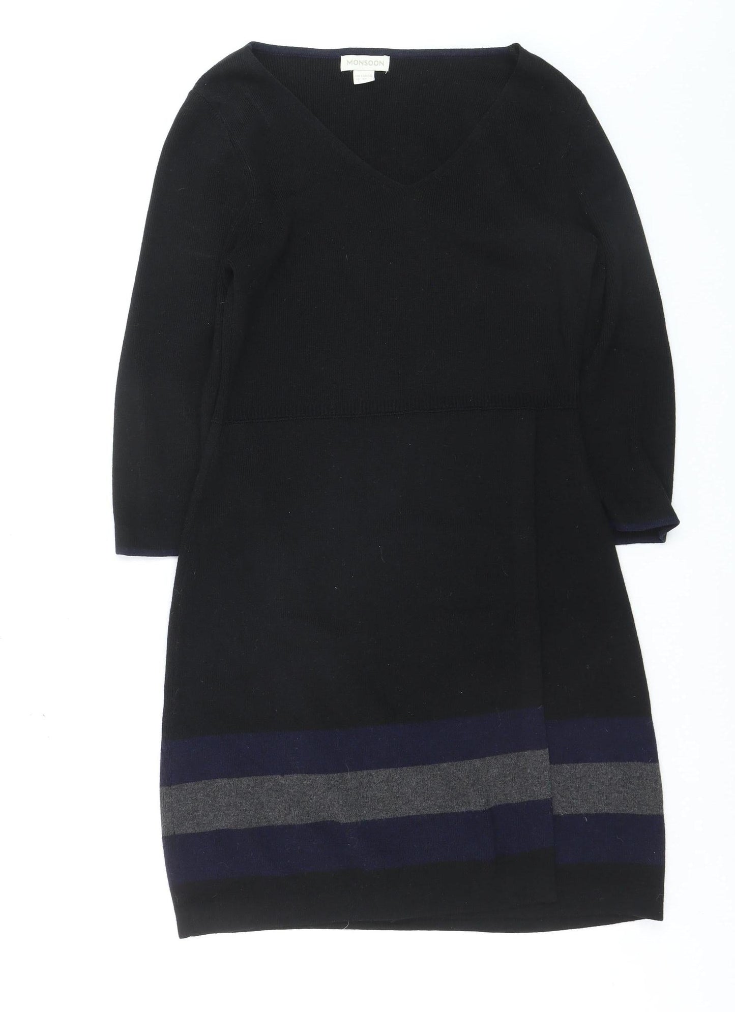 Monsoon Women’s Black Colourblock Knit Shift Dress Size 12