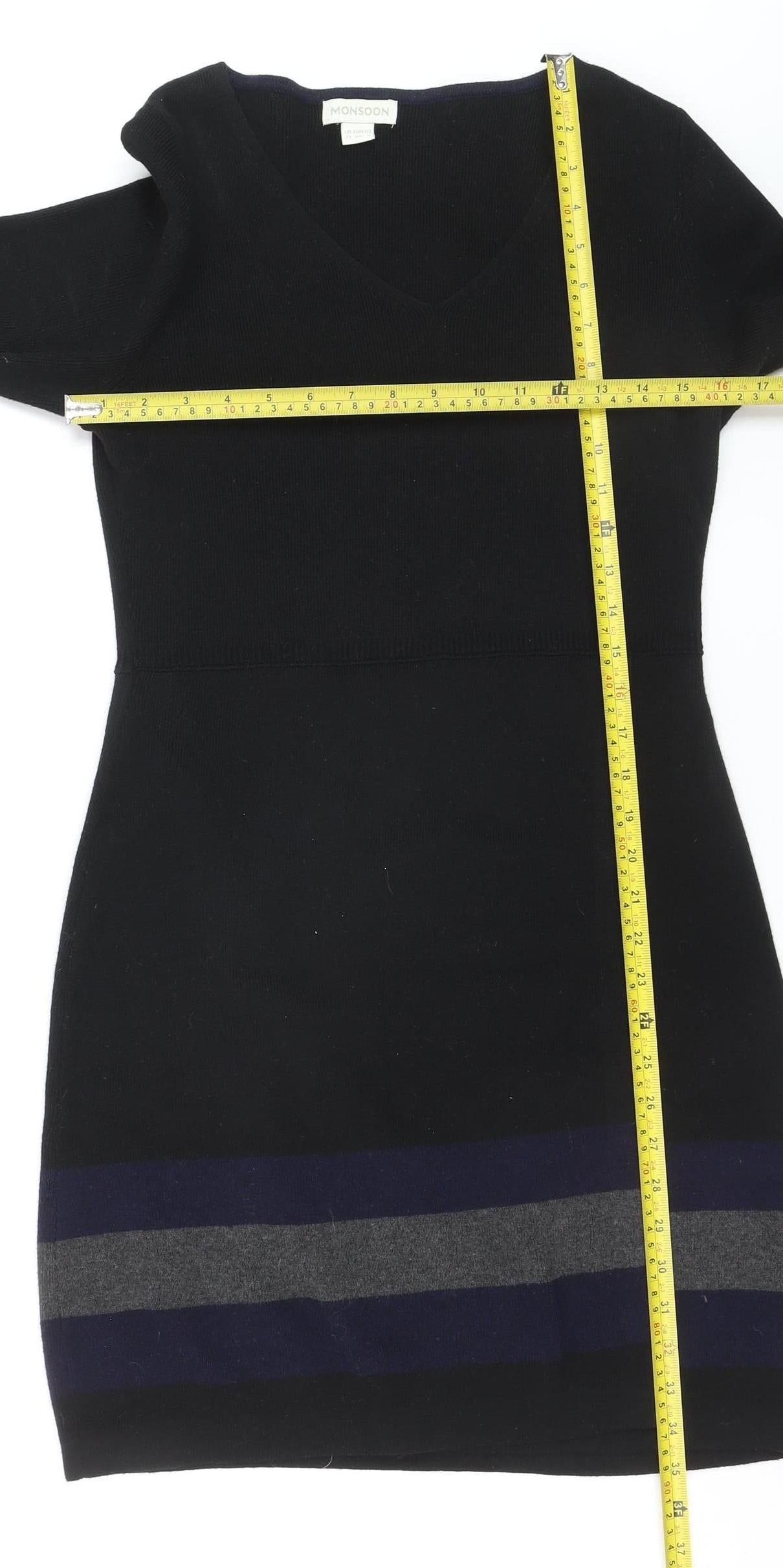 Monsoon Women’s Black Colourblock Knit Shift Dress Size 12