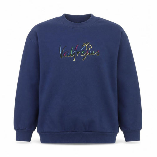 Screen Stars Girls Navy Blue Pullover Jumper Small Cotton Blend Embroidered