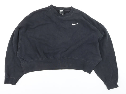 Nike Women's Black Small Pullover Sweatshirt Crew Neck Logo Classic Fit