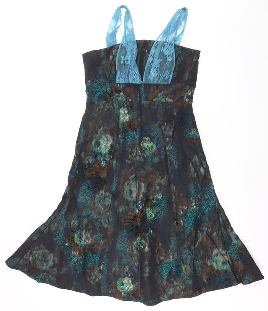 feeG Women’s Multicoloured Floral A-Line Knee Length Dress Size 12