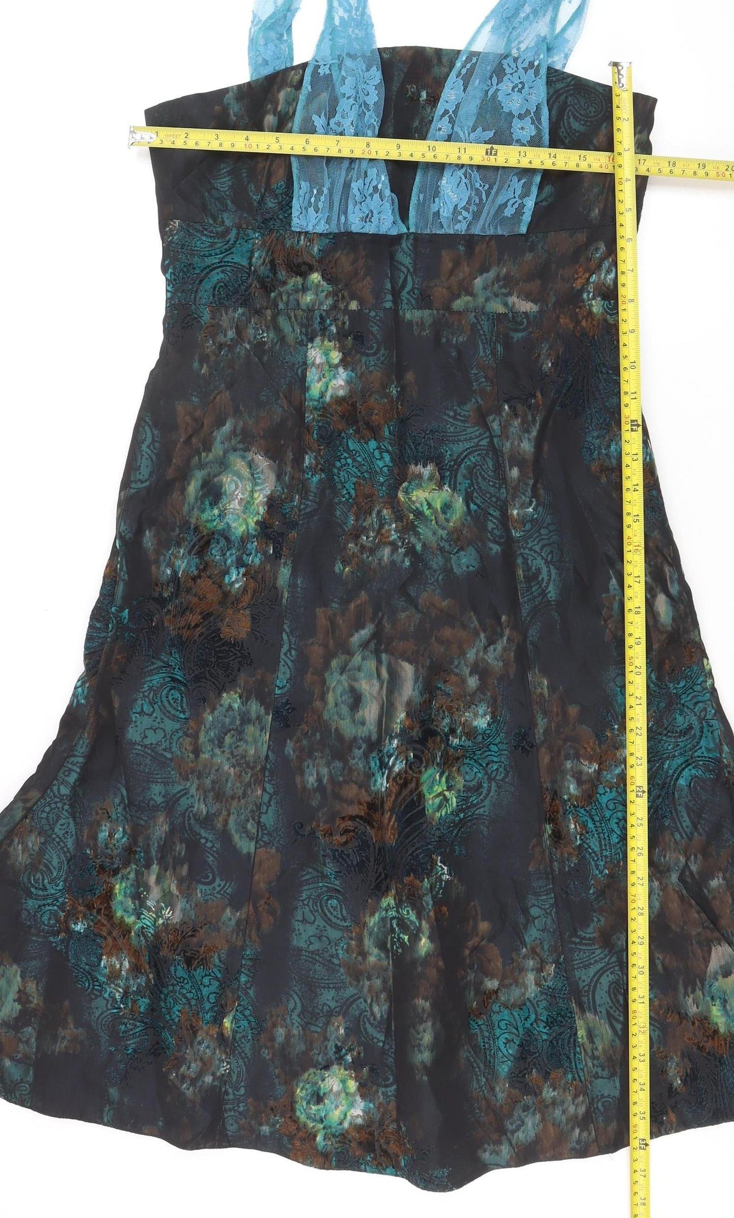 feeG Women’s Multicoloured Floral A-Line Knee Length Dress Size 12