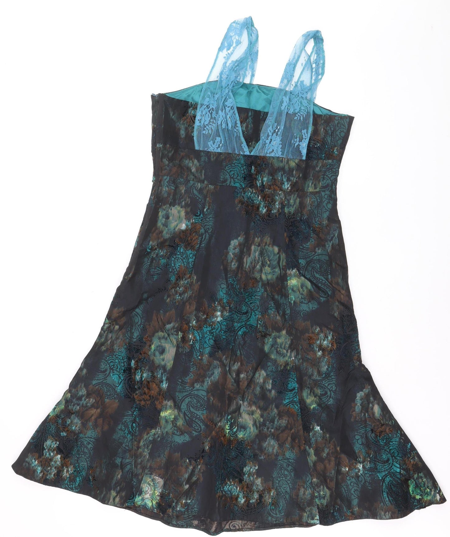 feeG Women’s Multicoloured Floral A-Line Knee Length Dress Size 12