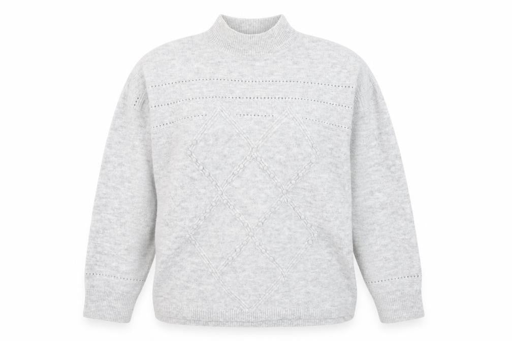 Oasis Women’s Grey Mock Neck Cable Knit Pullover Jumper Size M
