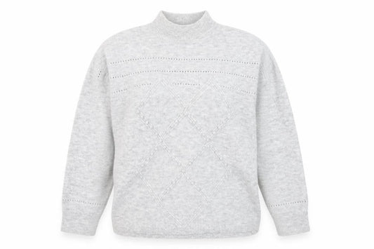 Oasis Women’s Grey Mock Neck Cable Knit Pullover Jumper Size M