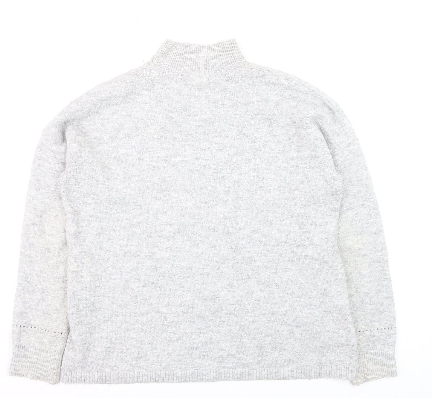 Oasis Women’s Grey Mock Neck Cable Knit Pullover Jumper Size M