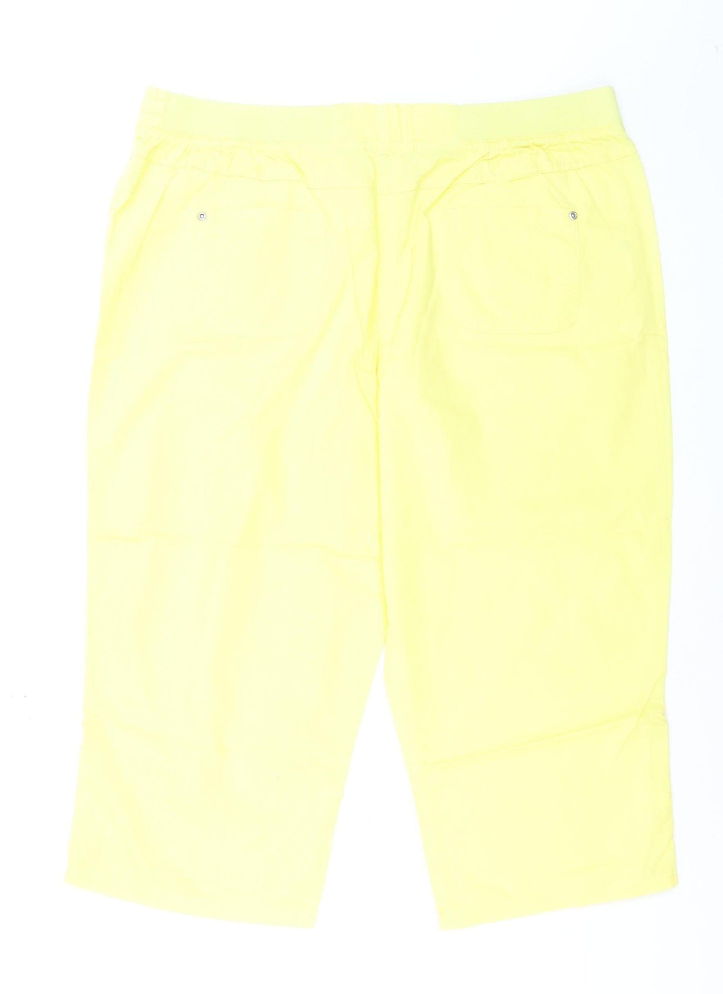 BHS Women Yellow Capri Trousers Size 18 Cotton Twill Casual