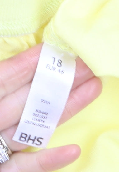 BHS Women Yellow Capri Trousers Size 18 Cotton Twill Casual