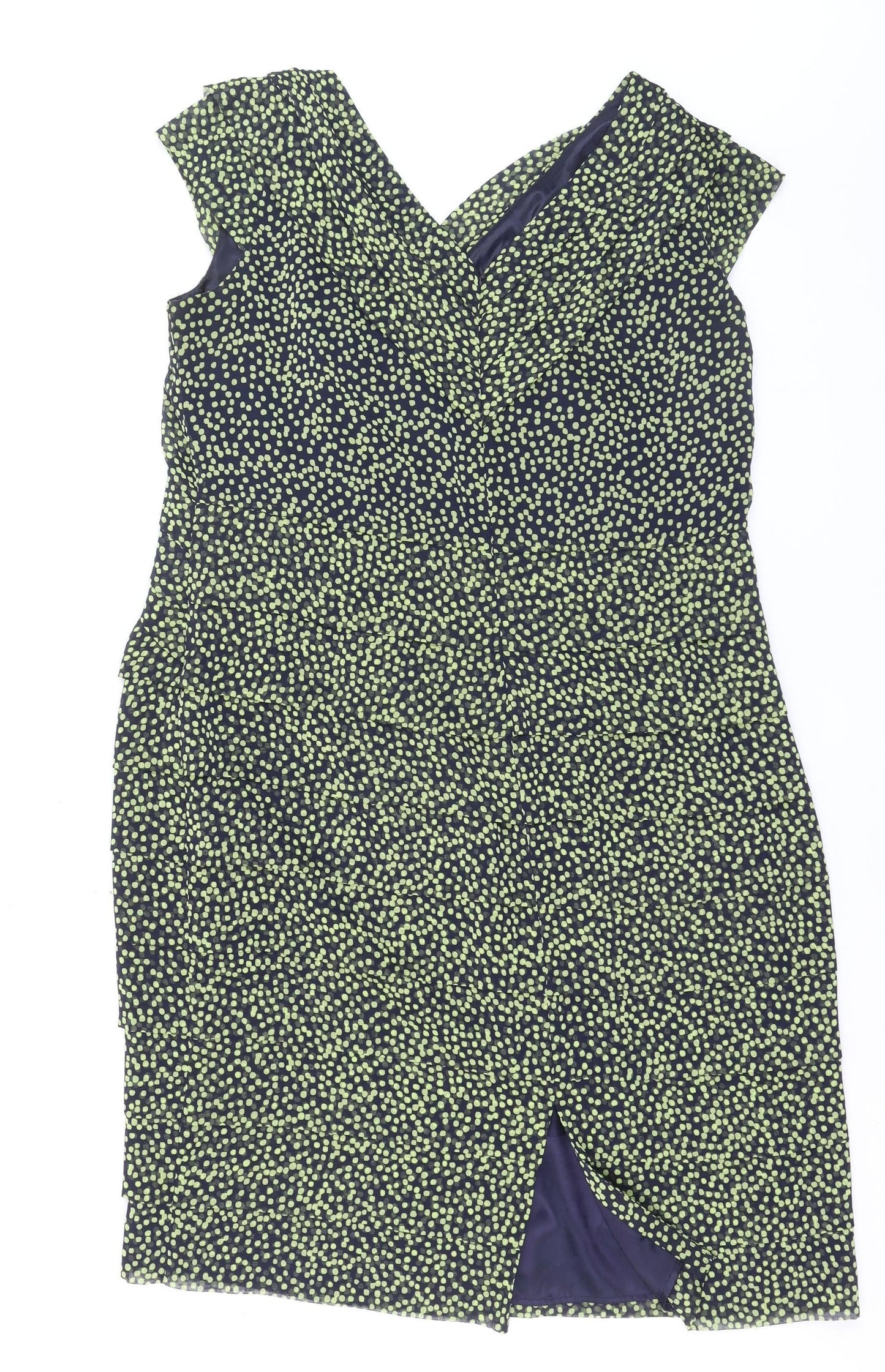 Jacques Vert Women Blue Polka Dot Sheath Dress Size 18