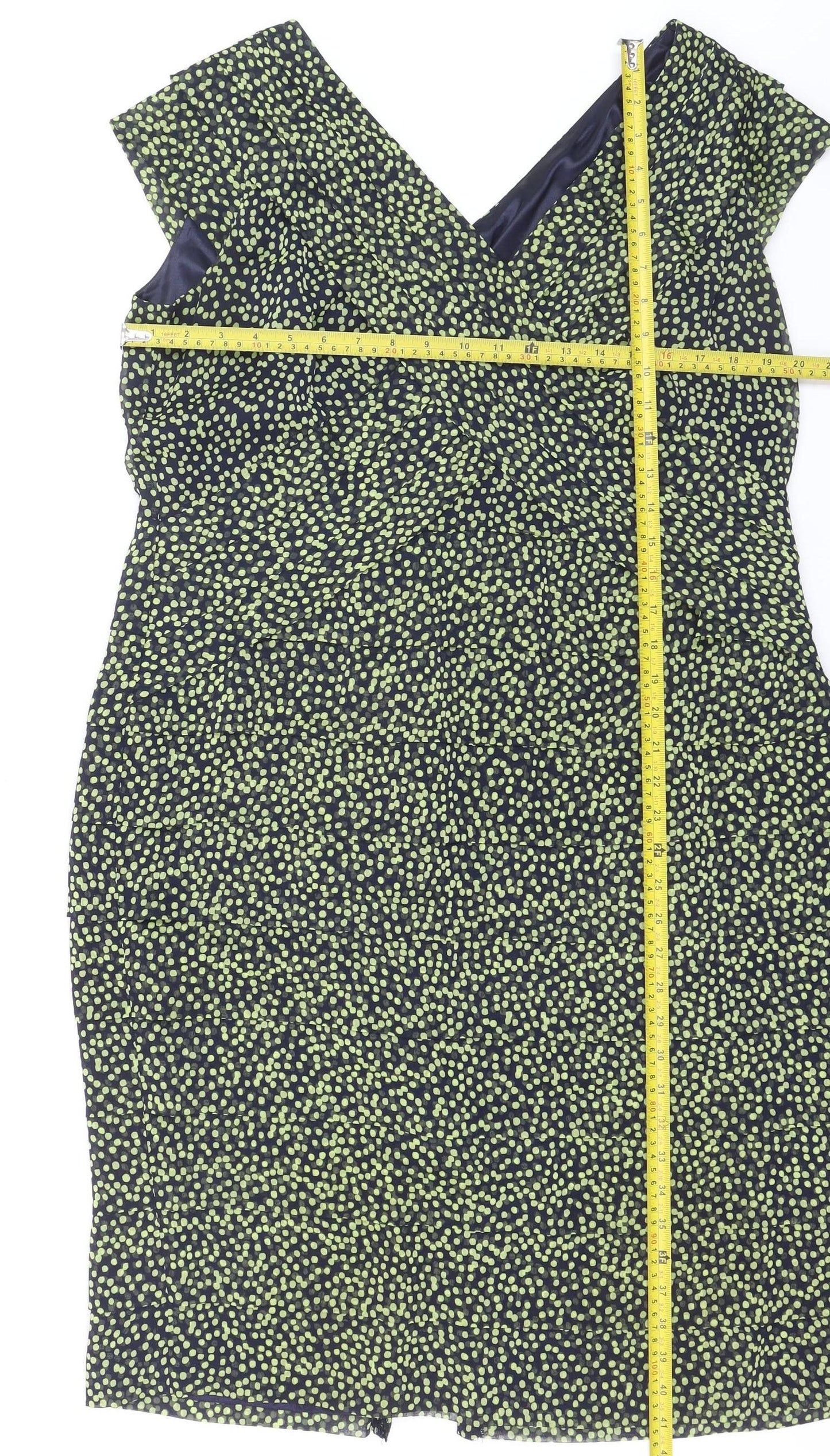 Jacques Vert Women Blue Polka Dot Sheath Dress Size 18
