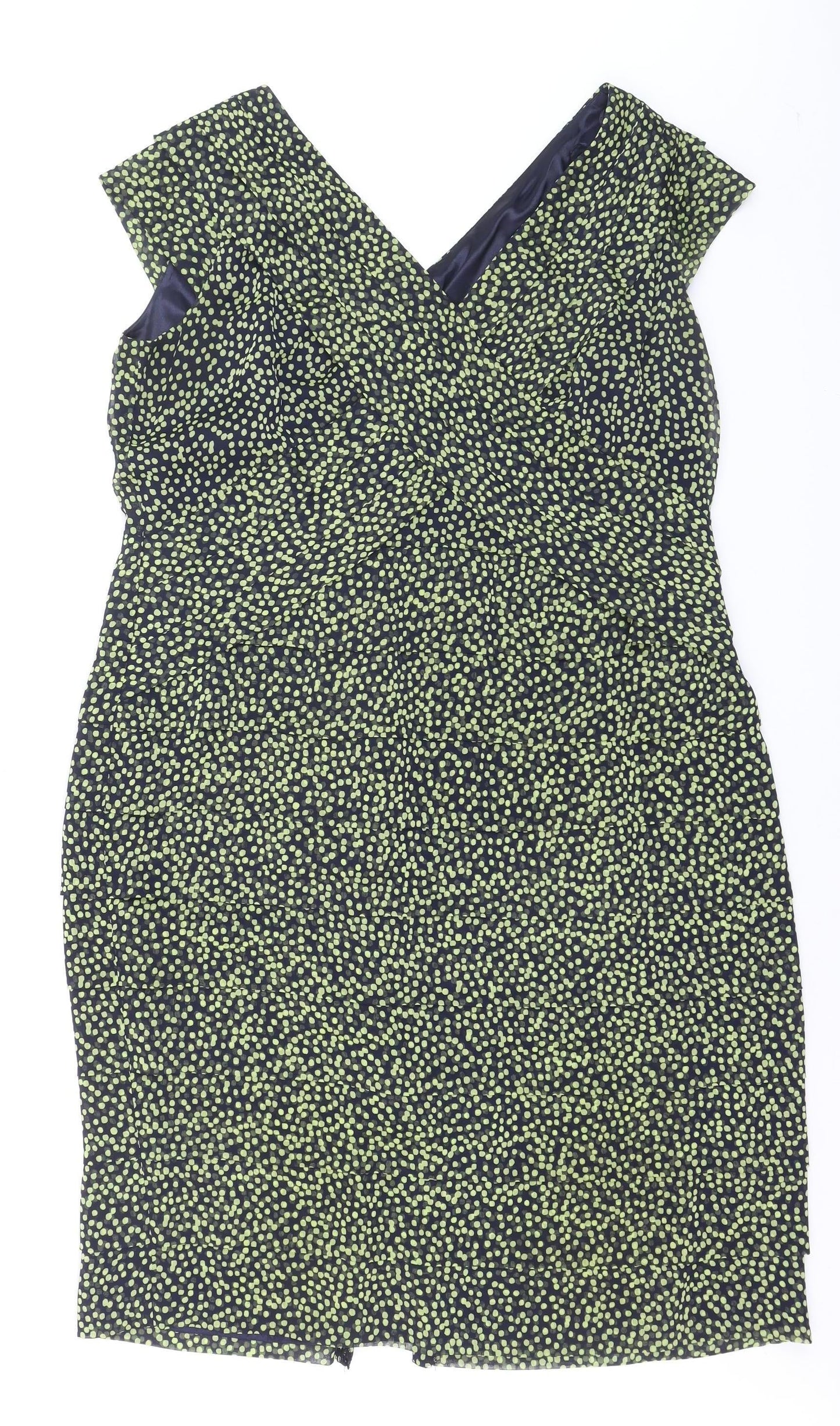 Jacques Vert Women Blue Polka Dot Sheath Dress Size 18