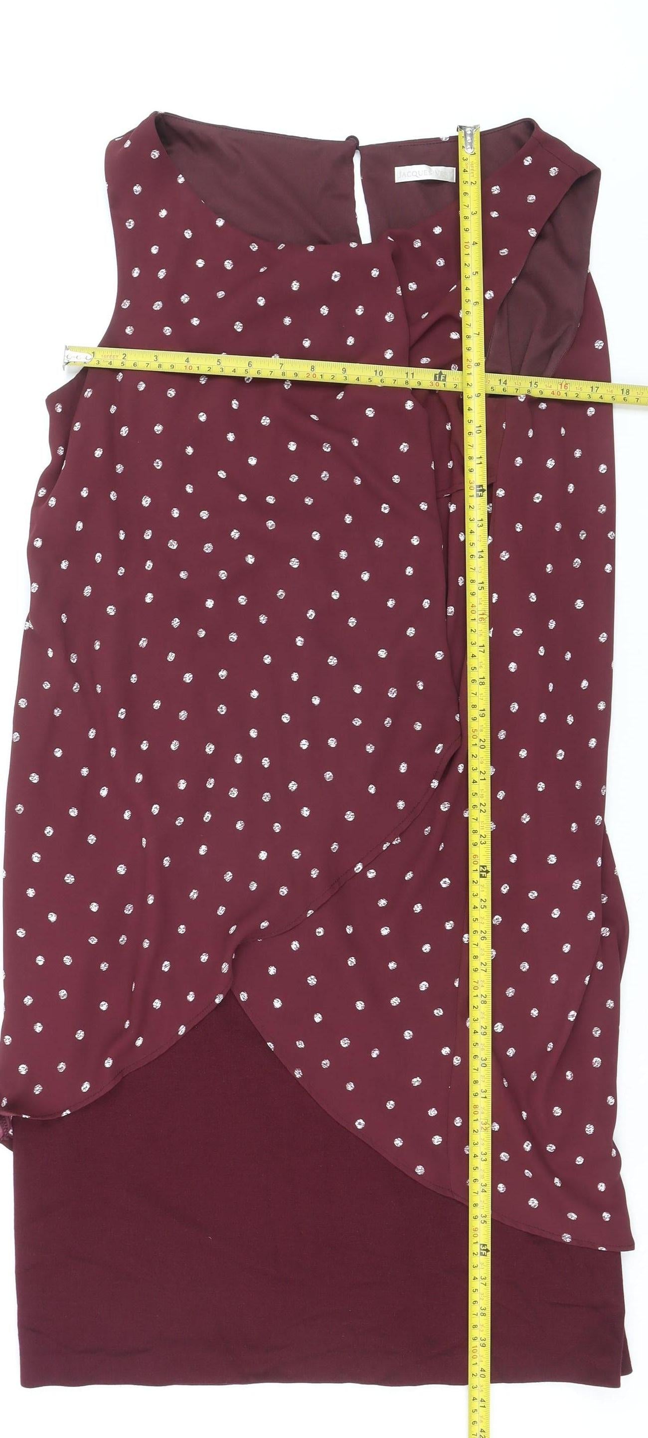 Jacques Vert Women Red Polka Dot Sheath Dress Size 16 Formal