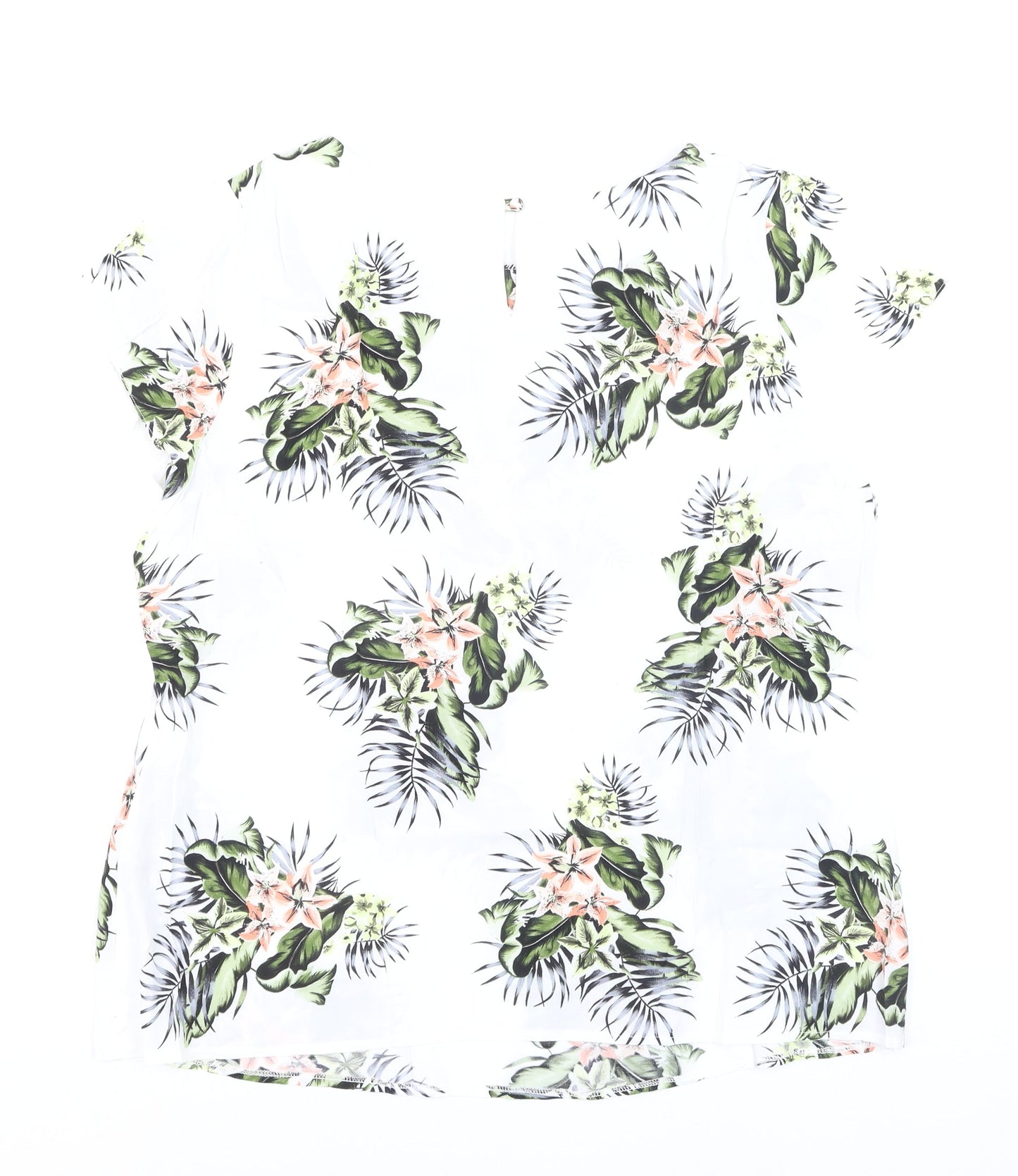 Wallis Women’s White Floral Tropical Print Short Sleeve Blouse Size 18