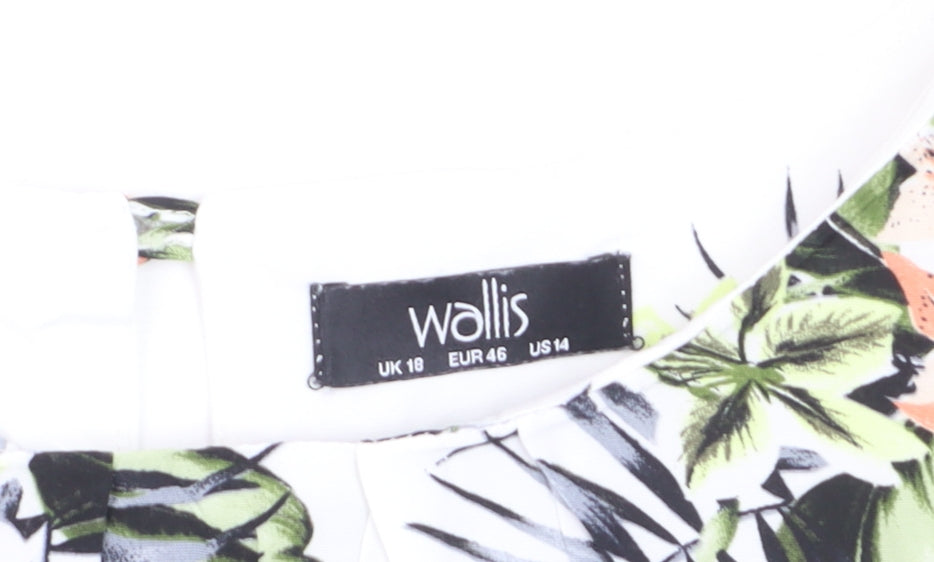 Wallis Women’s White Floral Tropical Print Short Sleeve Blouse Size 18