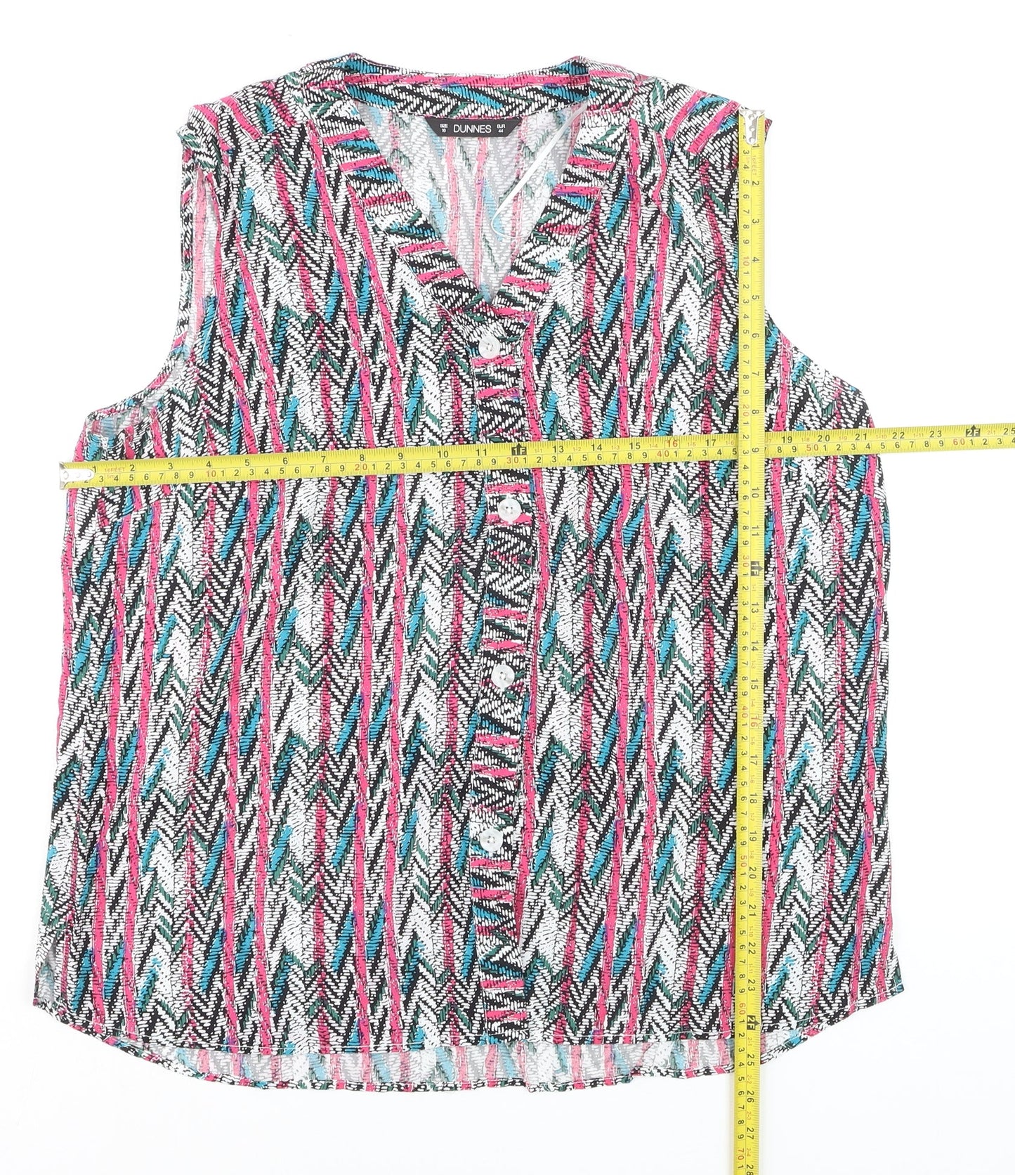 Dunnes Women's Multicoloured Viscose Sleeveless Blouse Size 16