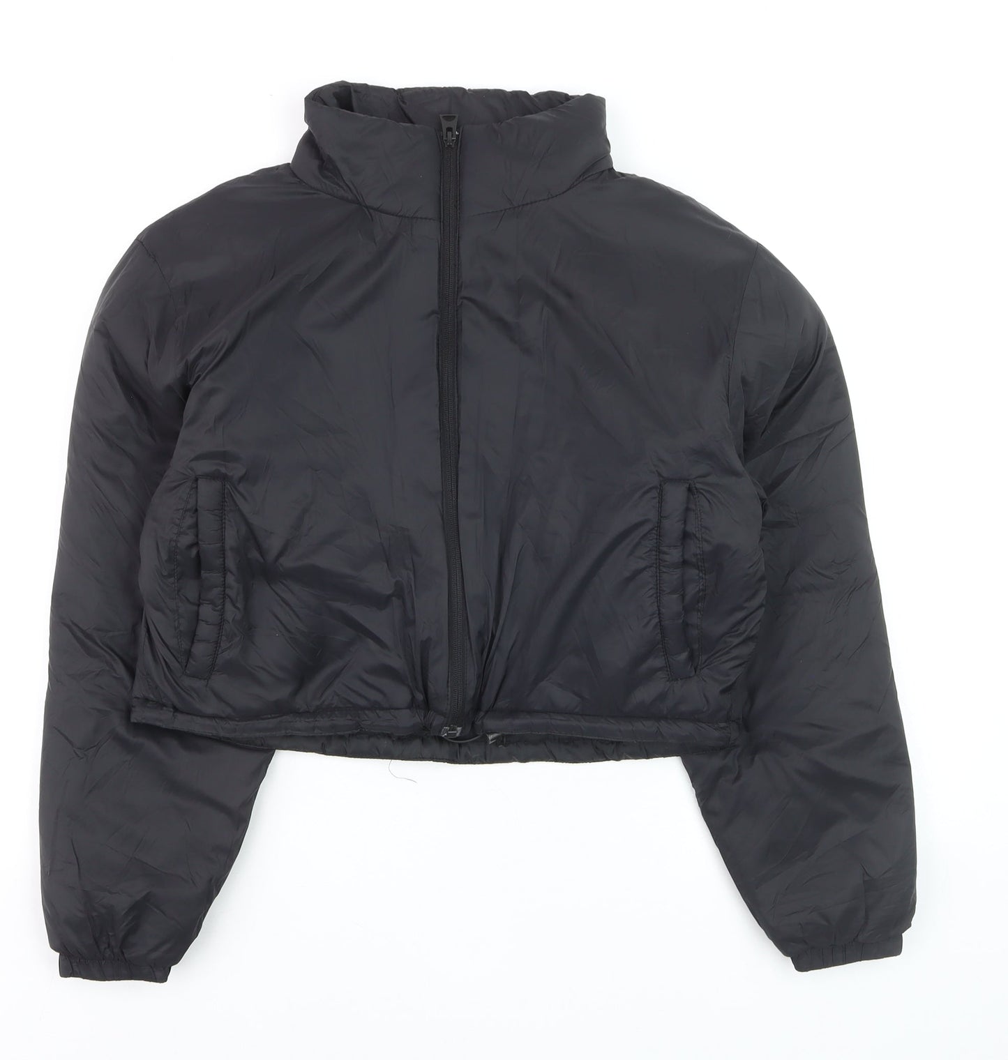 The Rockn Rev Women's Black Cropped Puffer Jacket UK 12