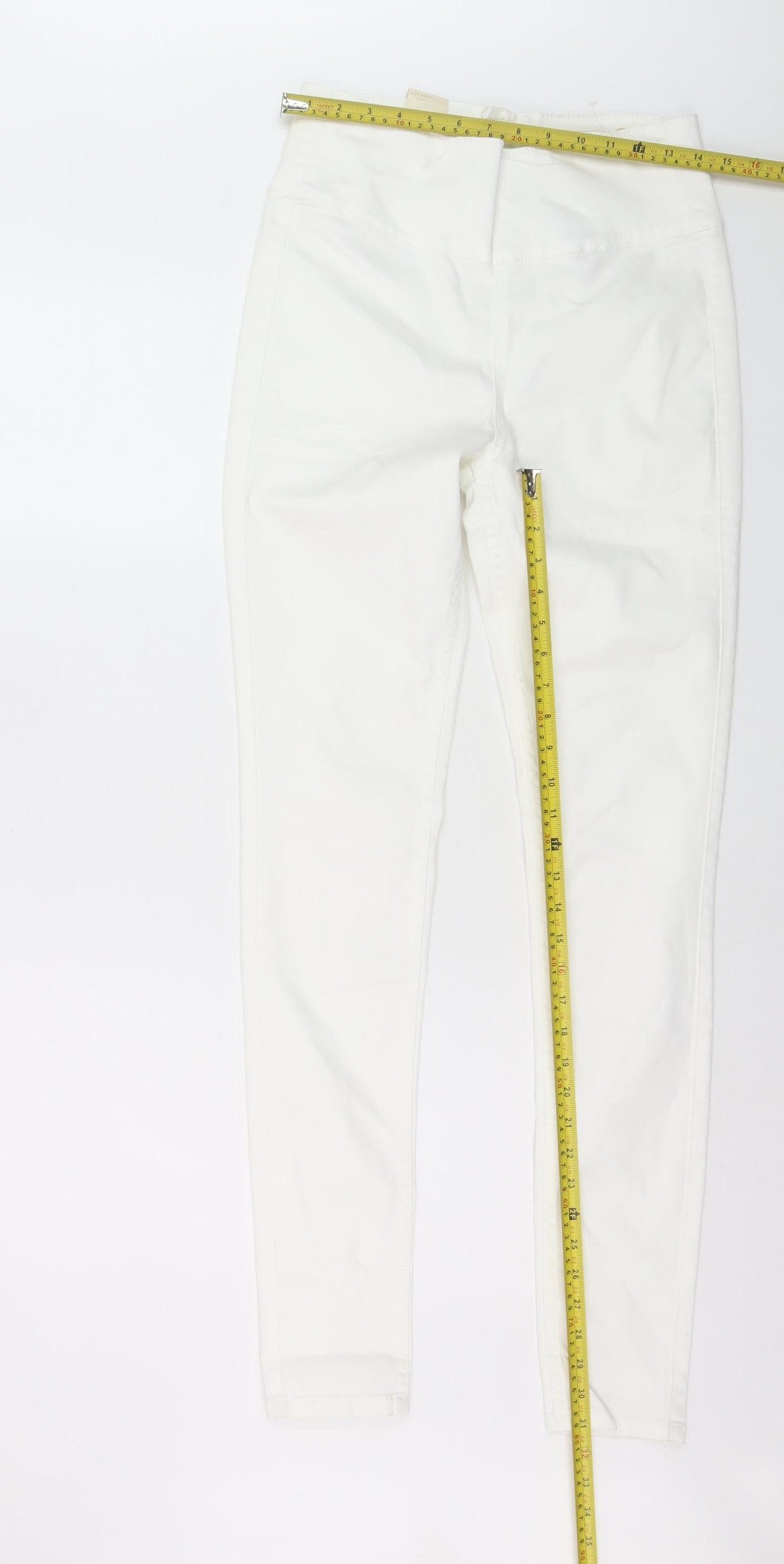 Pieces Women White High Waist Slim Jegging Jeans Size M