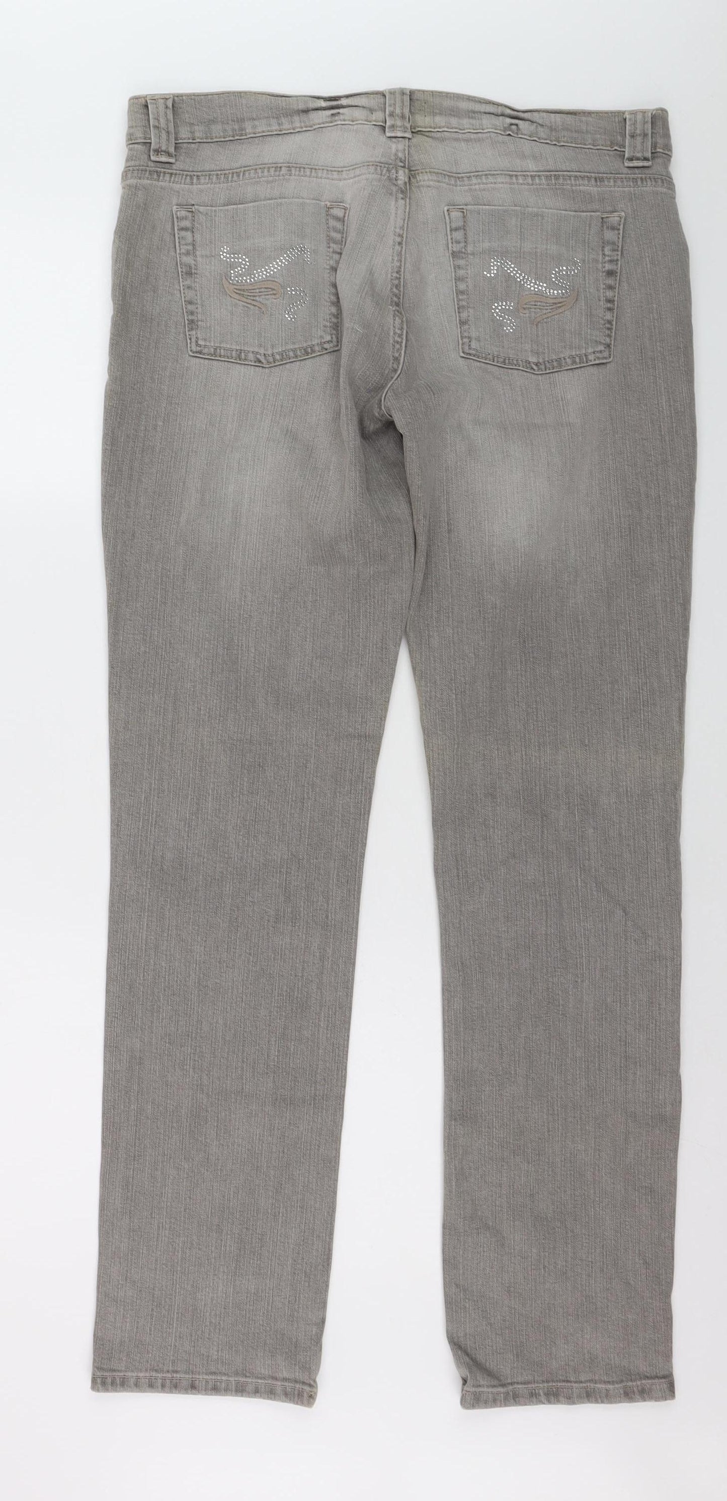 Savida Women’s Grey Stretch Straight Jeans Size 16 Regular