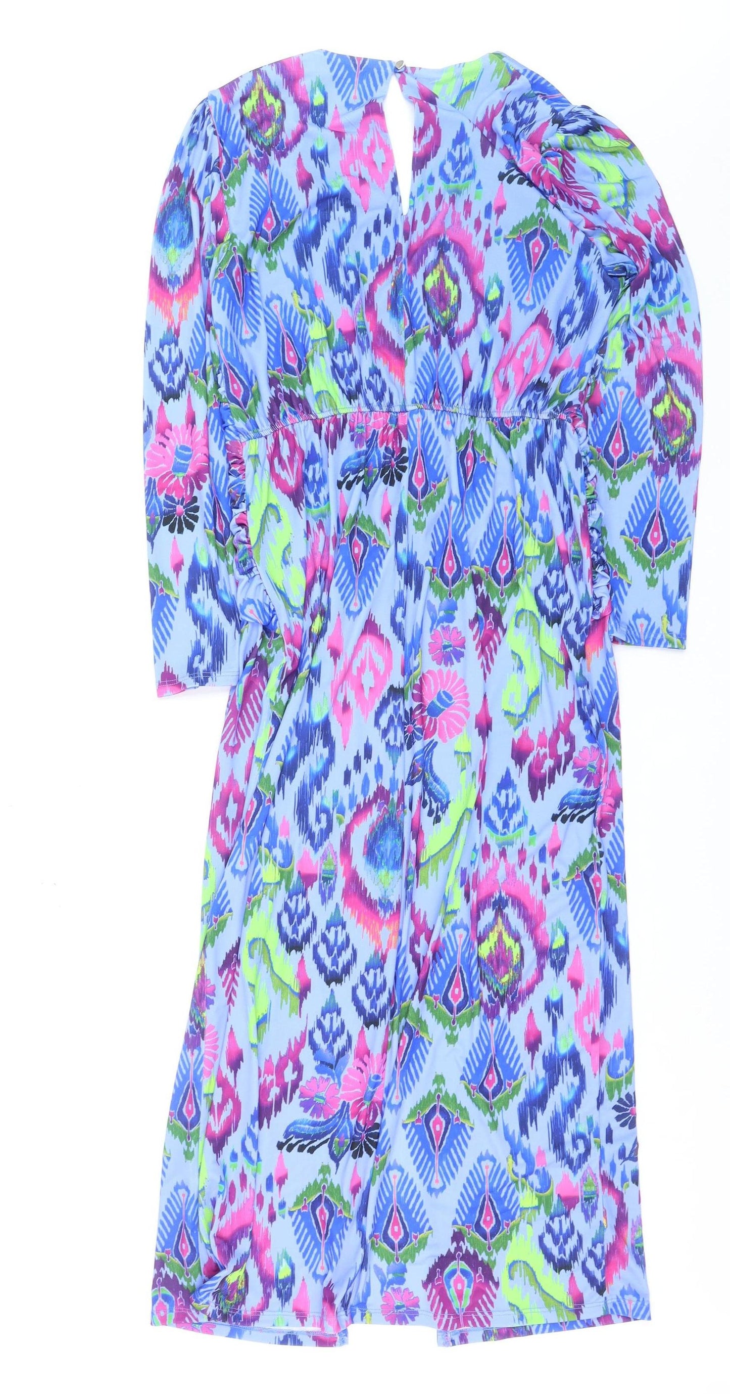 Gallery Womens Blue Geometric Bodycon Knee Dress UK14