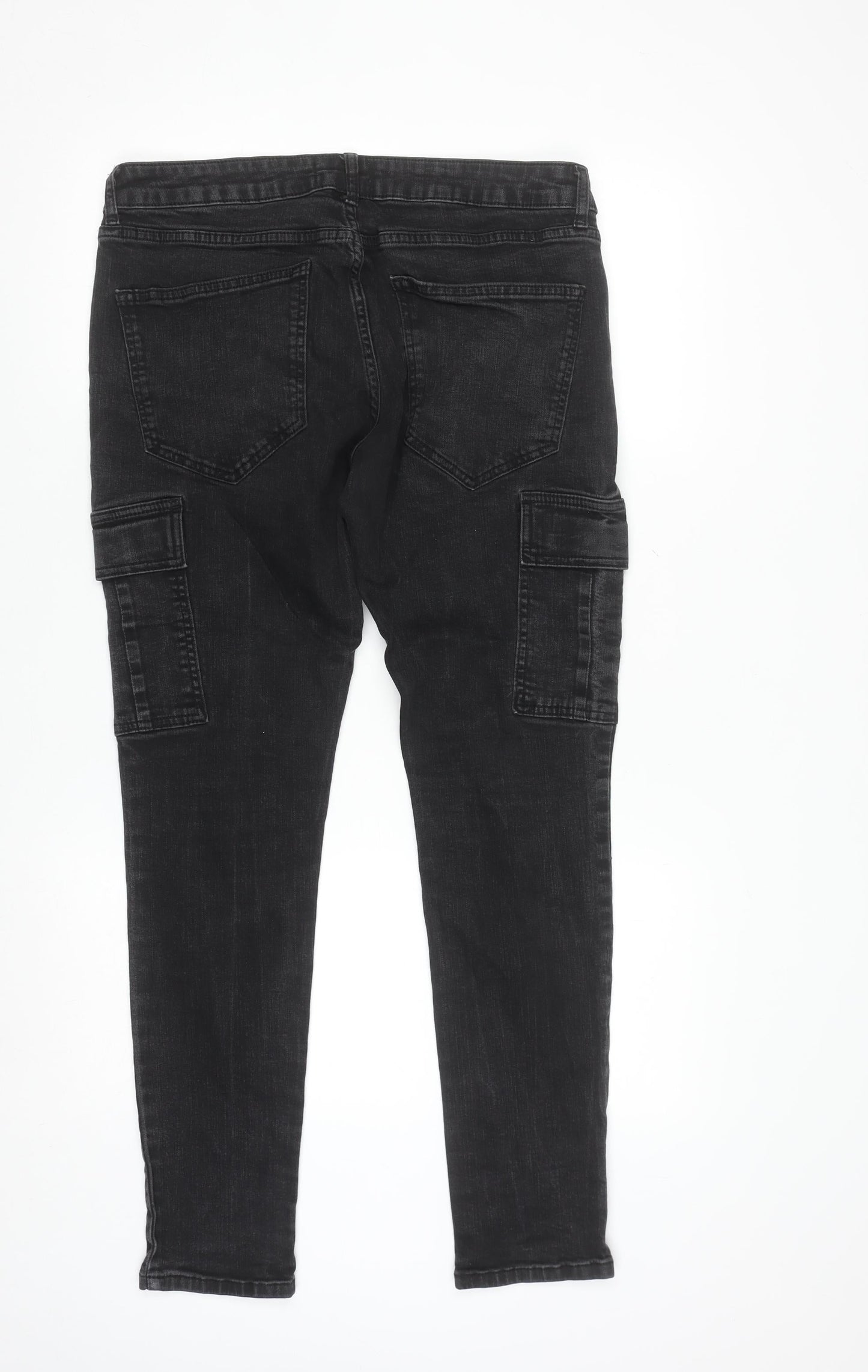 Paul Galvin Men's Black Slim Cargo Jeans 34W 32L Denim