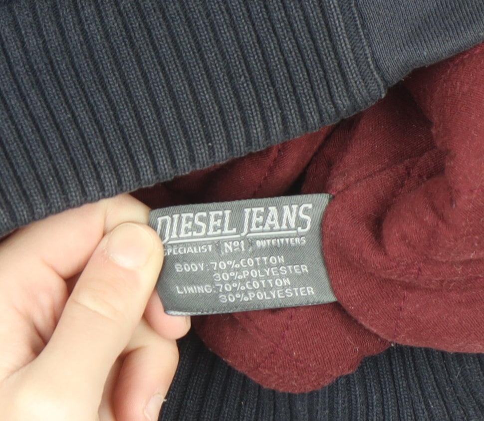 Diesel Jeans Men's Blue Bomber Jacket L Cotton Blend Casual