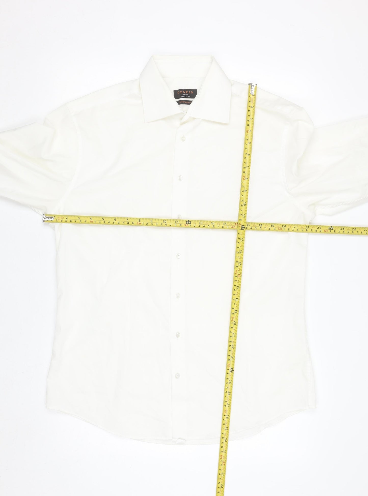 Conran Luxury Collection Men's White 16 Collar Contemporary Fit Shirt