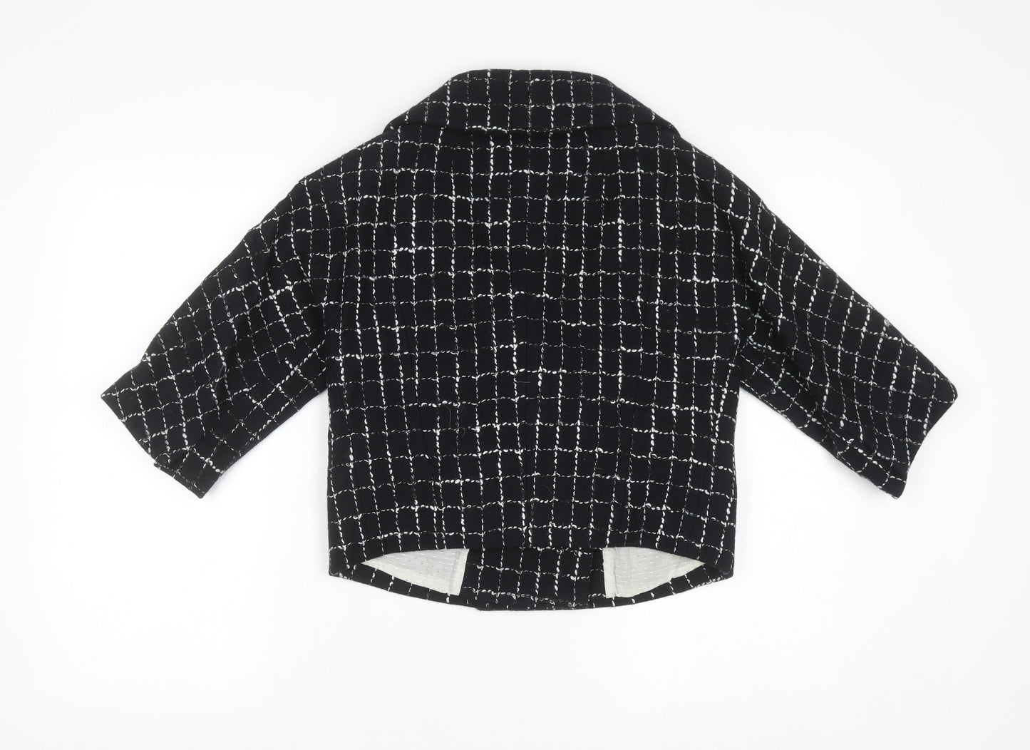 Jesire Women's Black Check Wool Blend Cropped Blazer Size 8