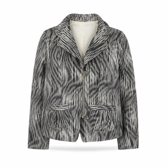 Avantgarde Women Grey Animal Print Single-Breasted Blazer UK 10 Polyester Lined