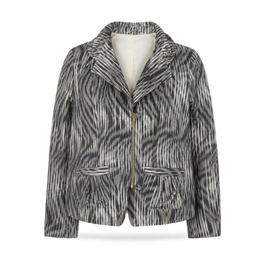 Avant Garde Women Grey Animal Print Single-Breasted Blazer UK 10 Polyester Lined