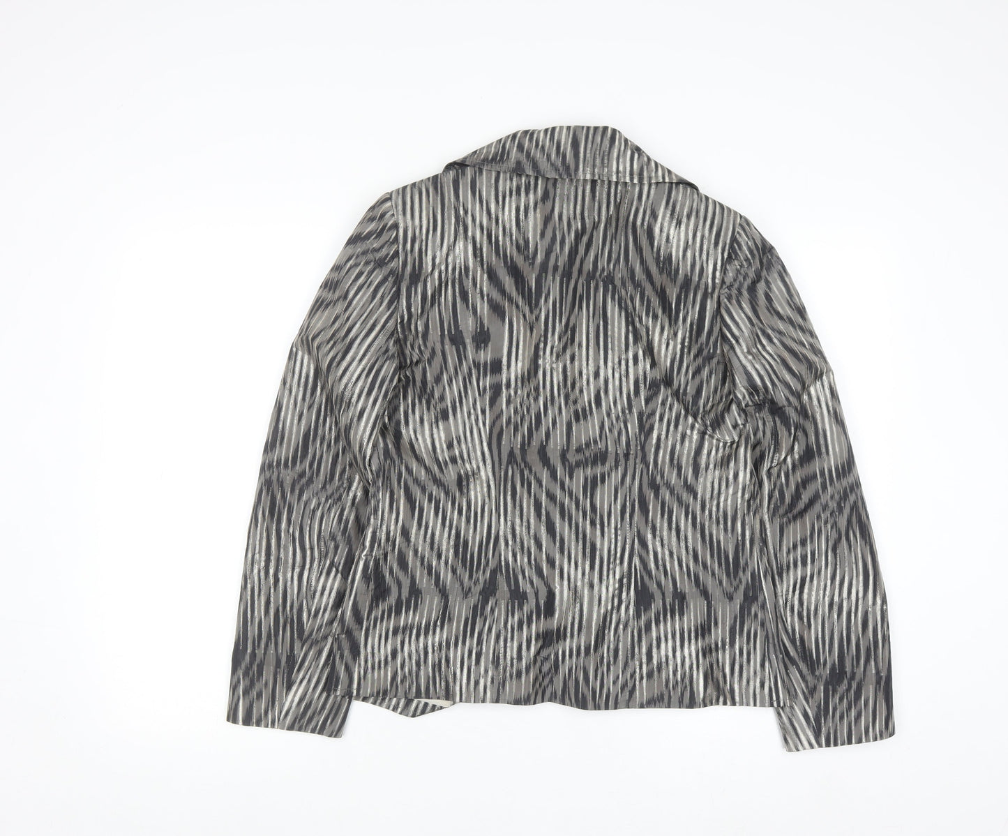 Avantgarde Women Grey Animal Print Single-Breasted Blazer UK 10 Polyester Lined