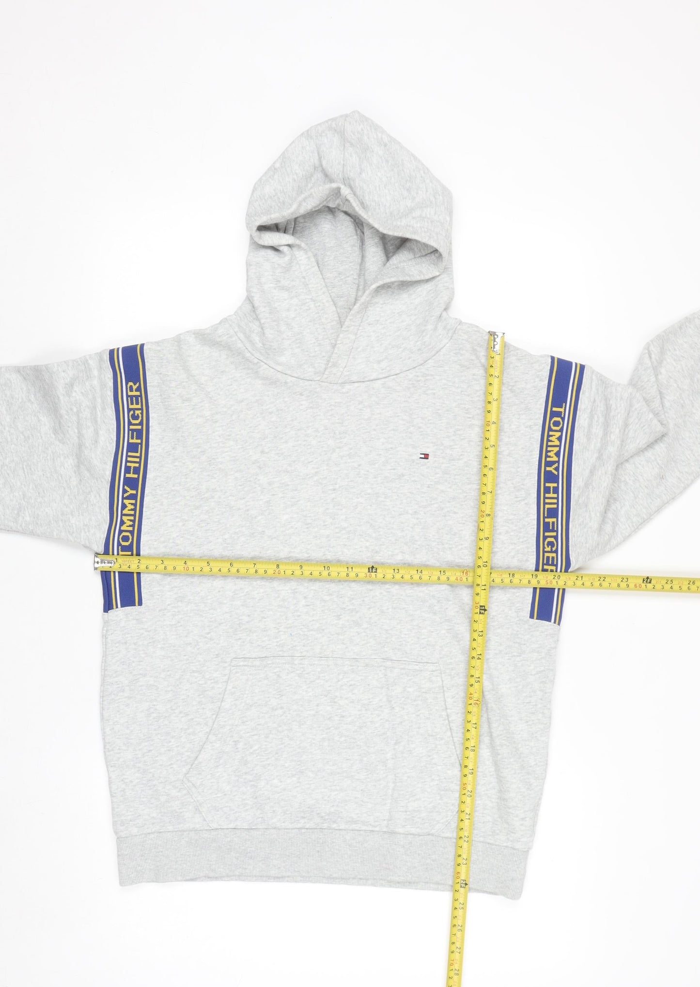 Tommy Hilfiger Boys Grey Pullover Hoodie Size 176 Cotton Blend Logo