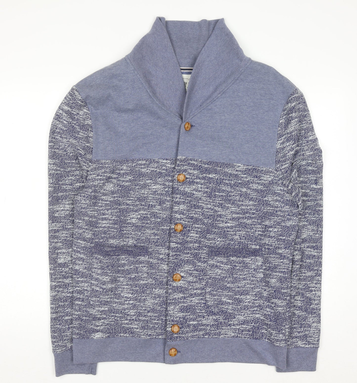 River Island Mens Blue Knit Button Cardigan Sweatshirt L