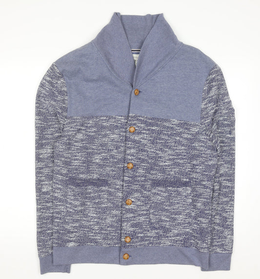 River Island Mens Blue Knit Button Cardigan Sweatshirt L