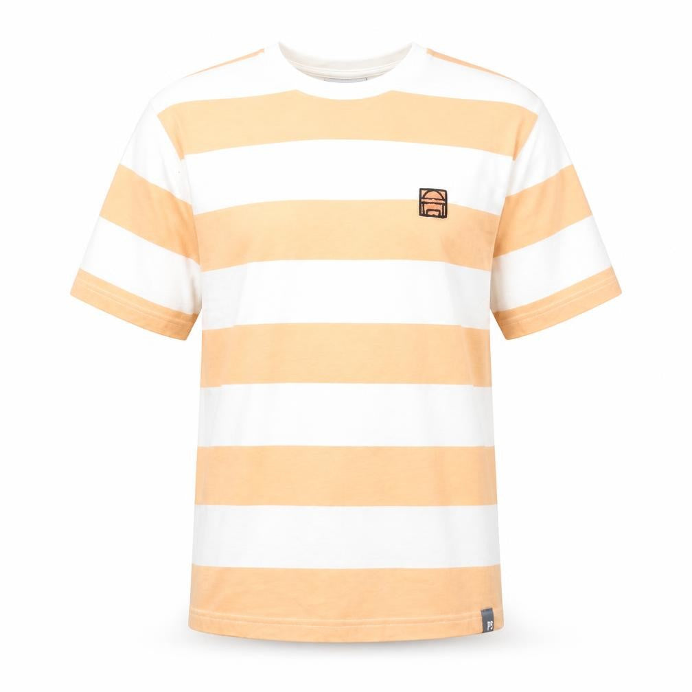 Paul Calvin Men's Coral White Stripe Cotton T-Shirt Medium