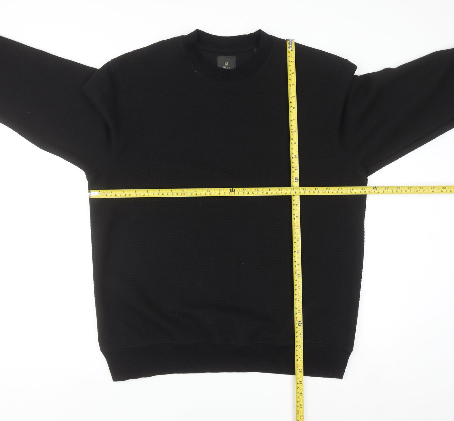 Next Men’s Black Crew Neck Pullover Sweatshirt L Regular Fit