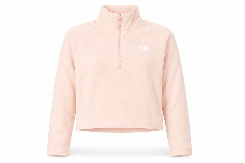 The North Face Womens Pink 1/4 Zip Fleece Pullover Sweatshirt M