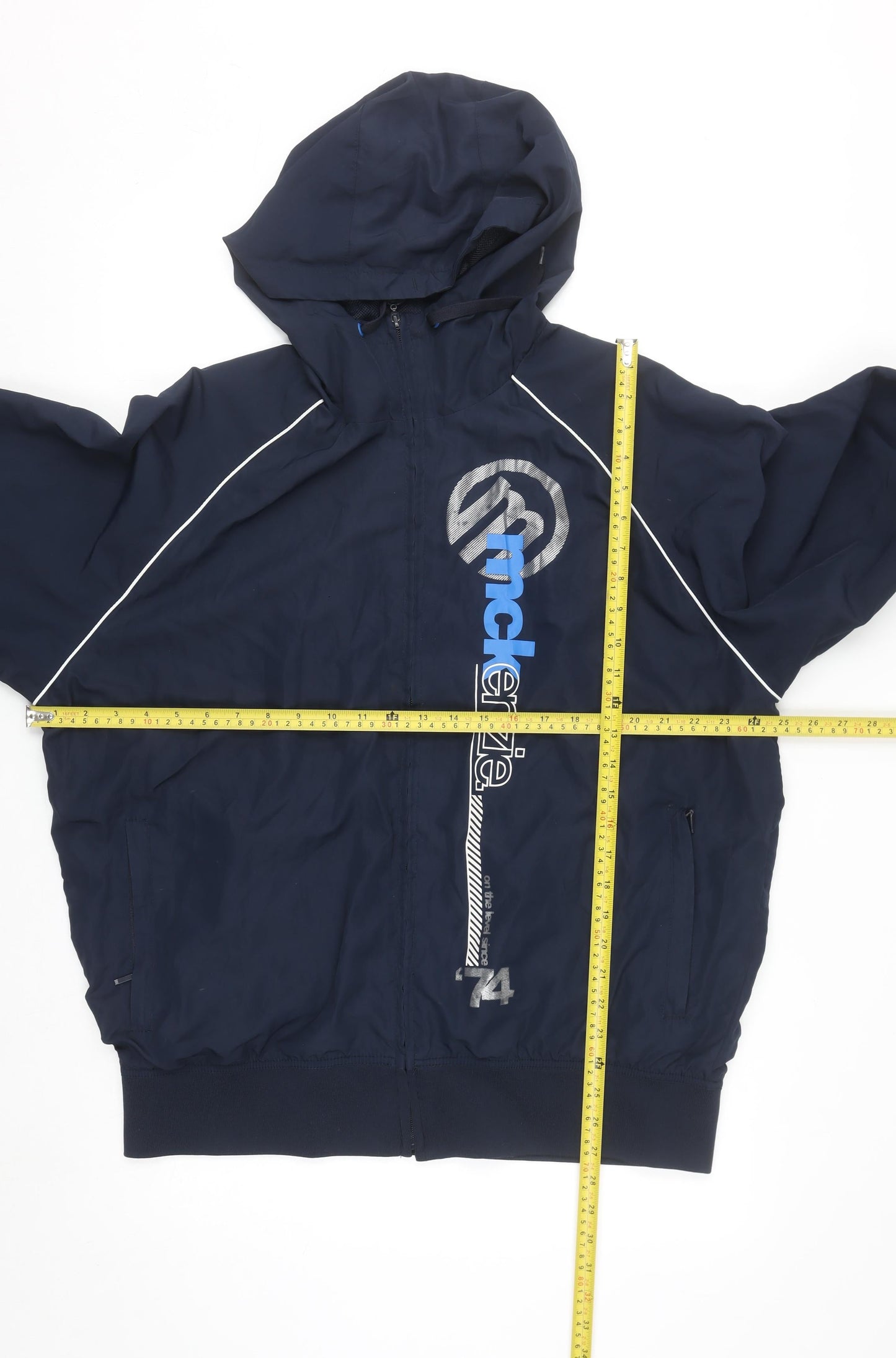 McKenzie Men's Blue XL Hooded Windbreaker Jacket Lightweight