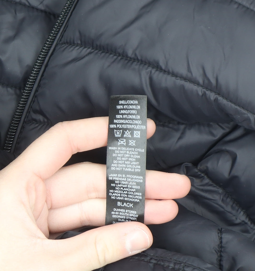 Dunnes Stores Men Black 2XL Hooded Puffer Coat Lightweight