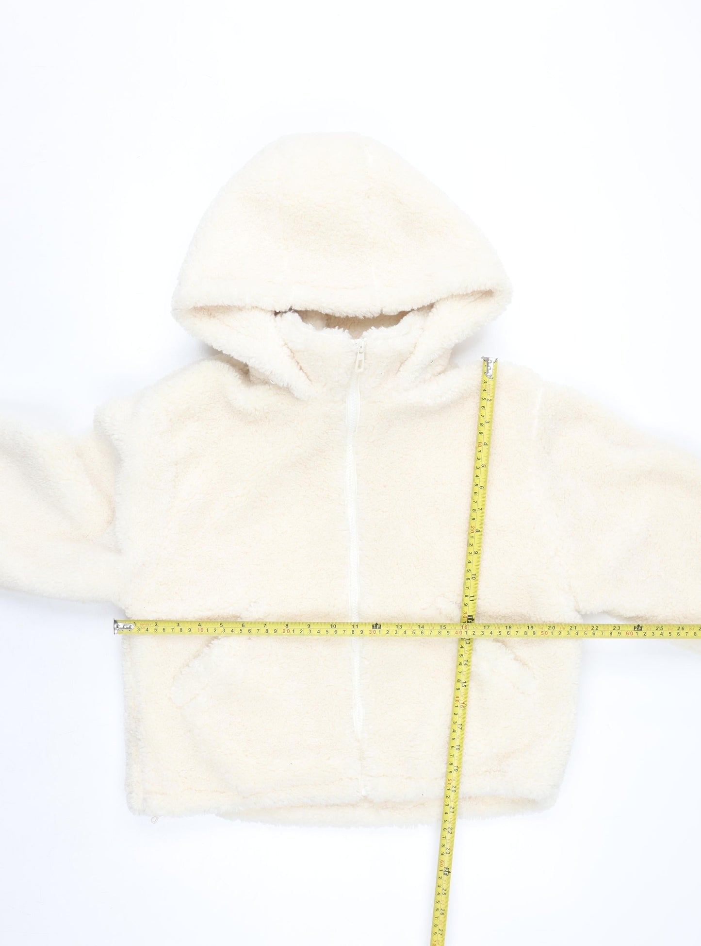 Primark Women's Ivory Fleece Hooded Zip Jacket Size S 10-12