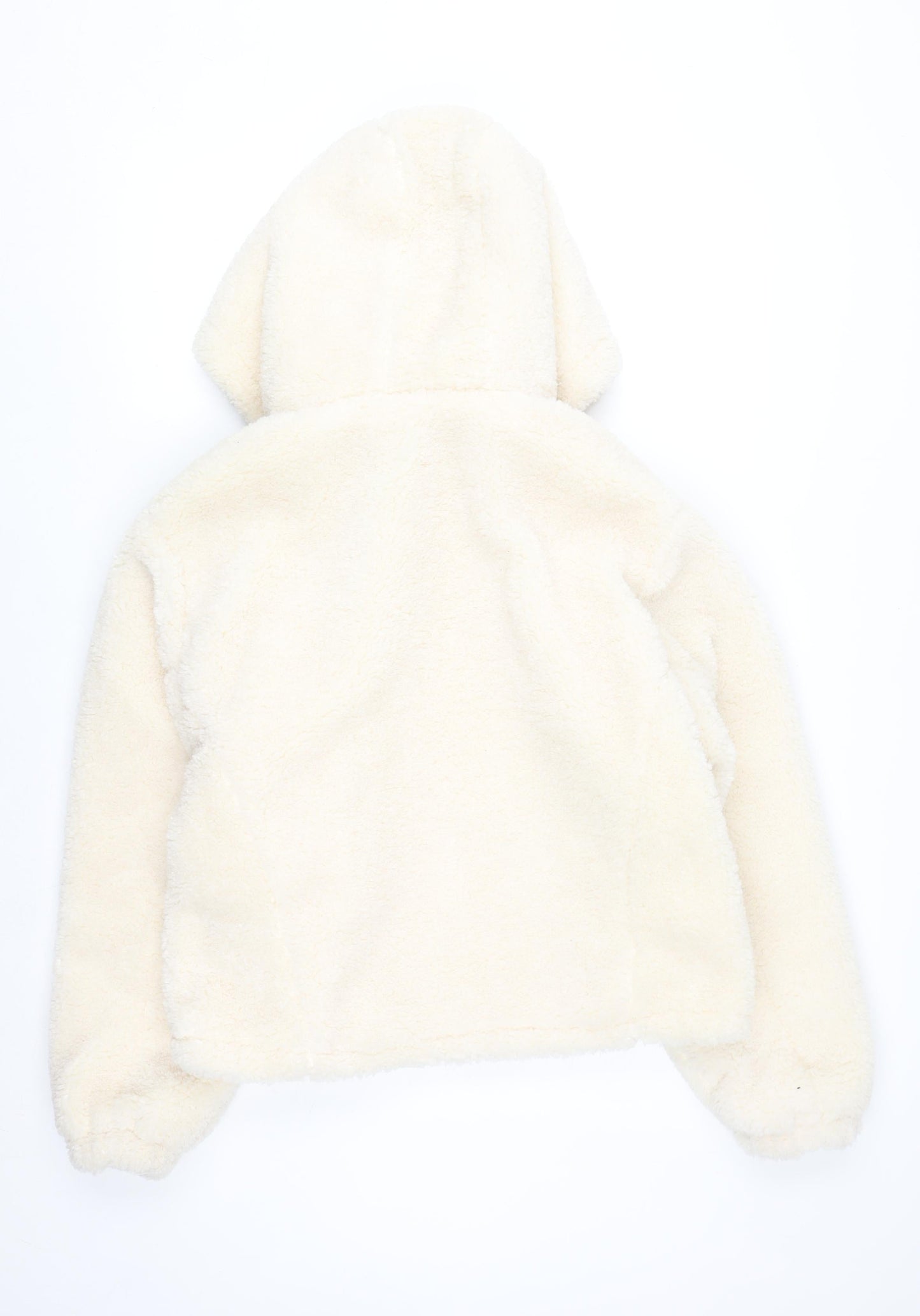 Primark Women's Ivory Fleece Hooded Zip Jacket Size S 10-12