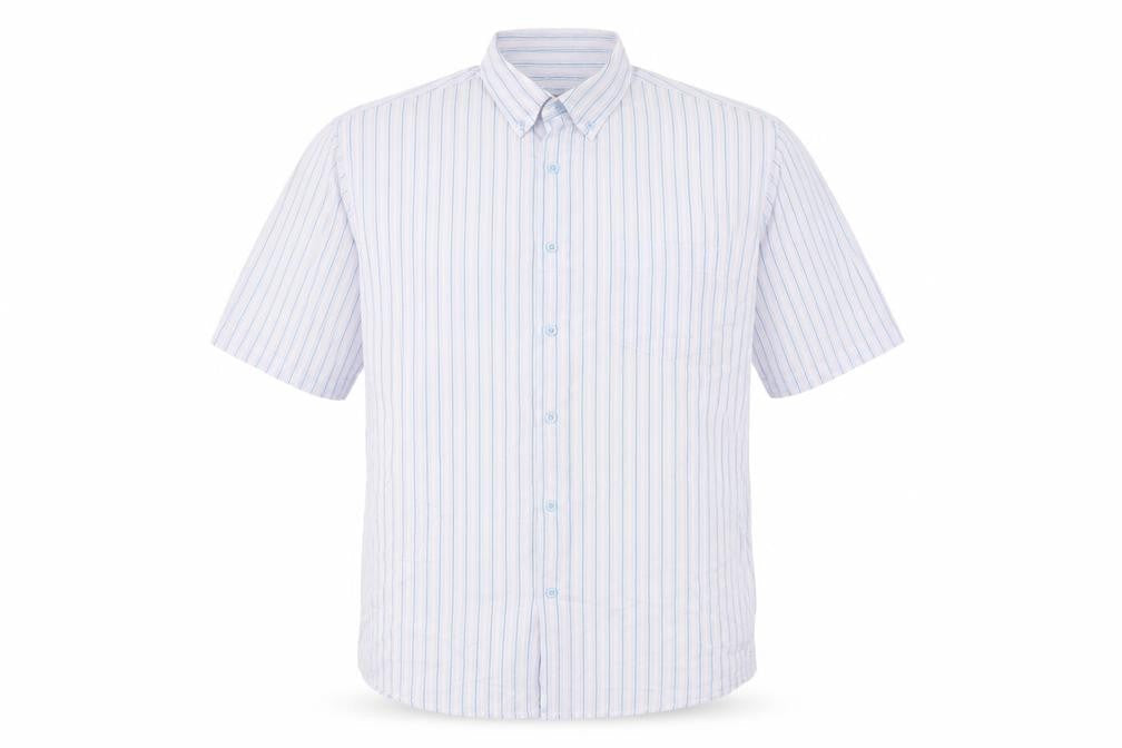 Dunnes Men's Blue Striped Slim Fit Short Sleeve Button-Up Shirt XL