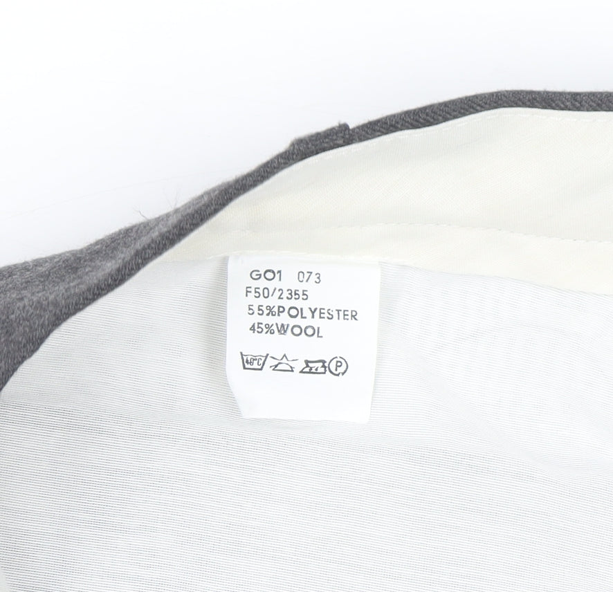 Gurteen Men's Grey Wool Blend Formal Dress Trousers 38L