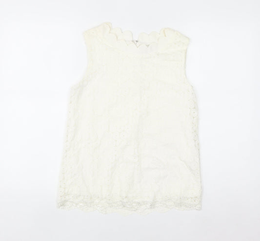 Marc Angelo Women Ivory Lace Sleeveless Blouse Size 10