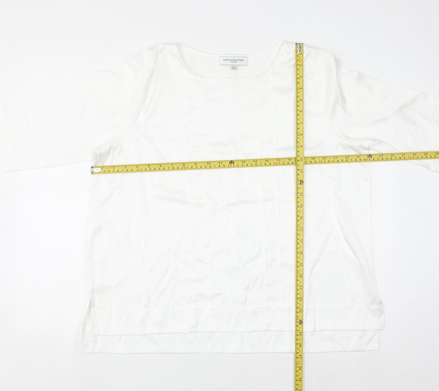 Carolyn Donnelly The Edit Women's White 3/4 Sleeve Viscose Blouse Size 18
