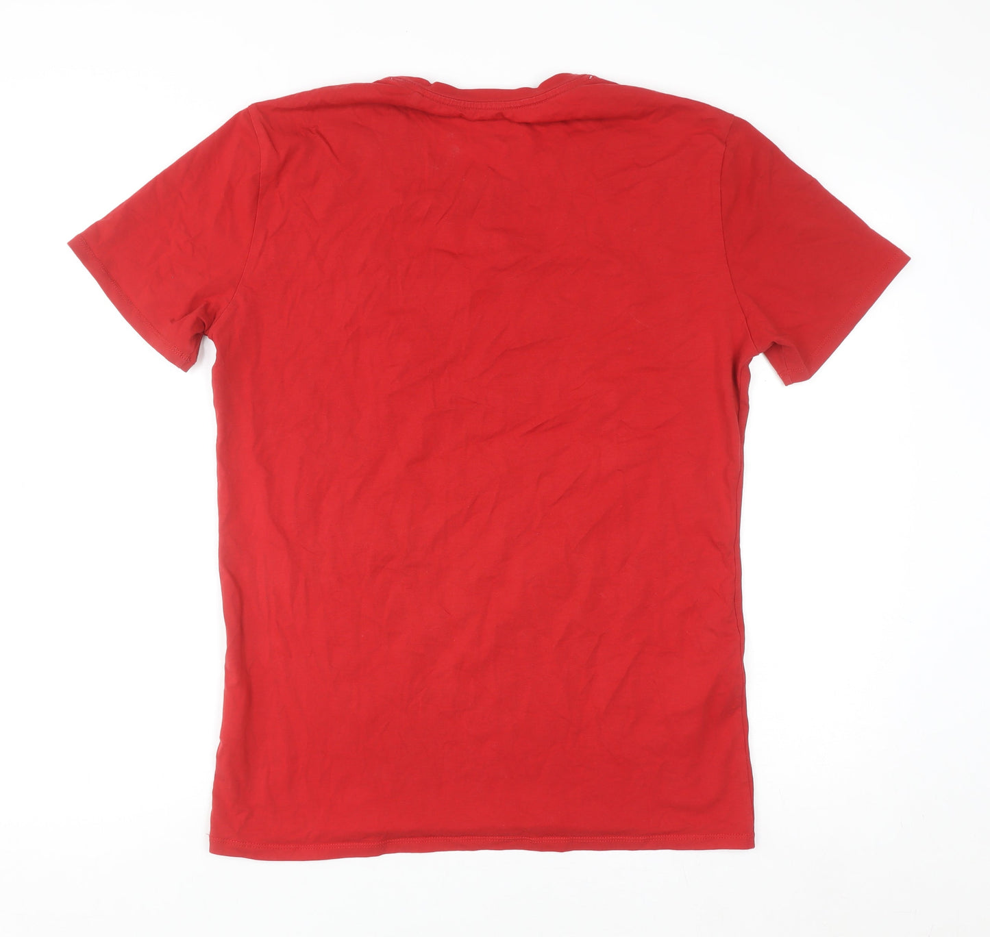 Guess Men's Red Logo Slim Fit Crew Neck T-Shirt Size L