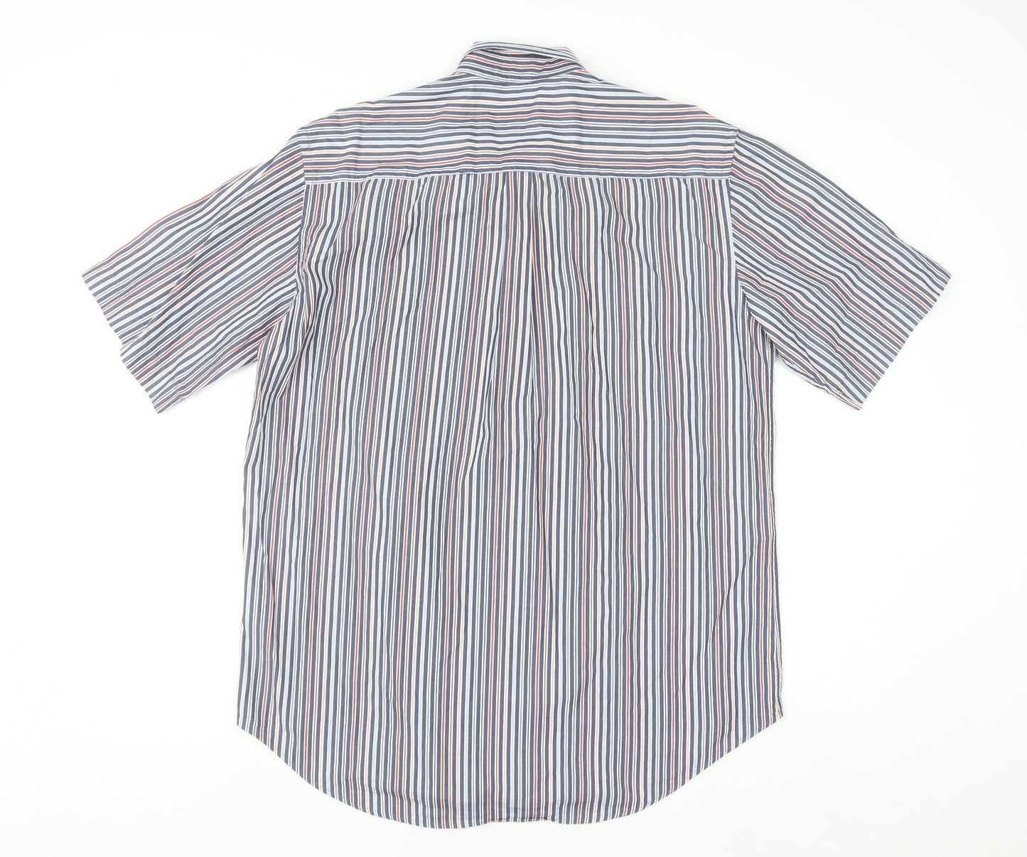 Kellerman Men's Multicoloured Striped Short Sleeve Button-Up Shirt L