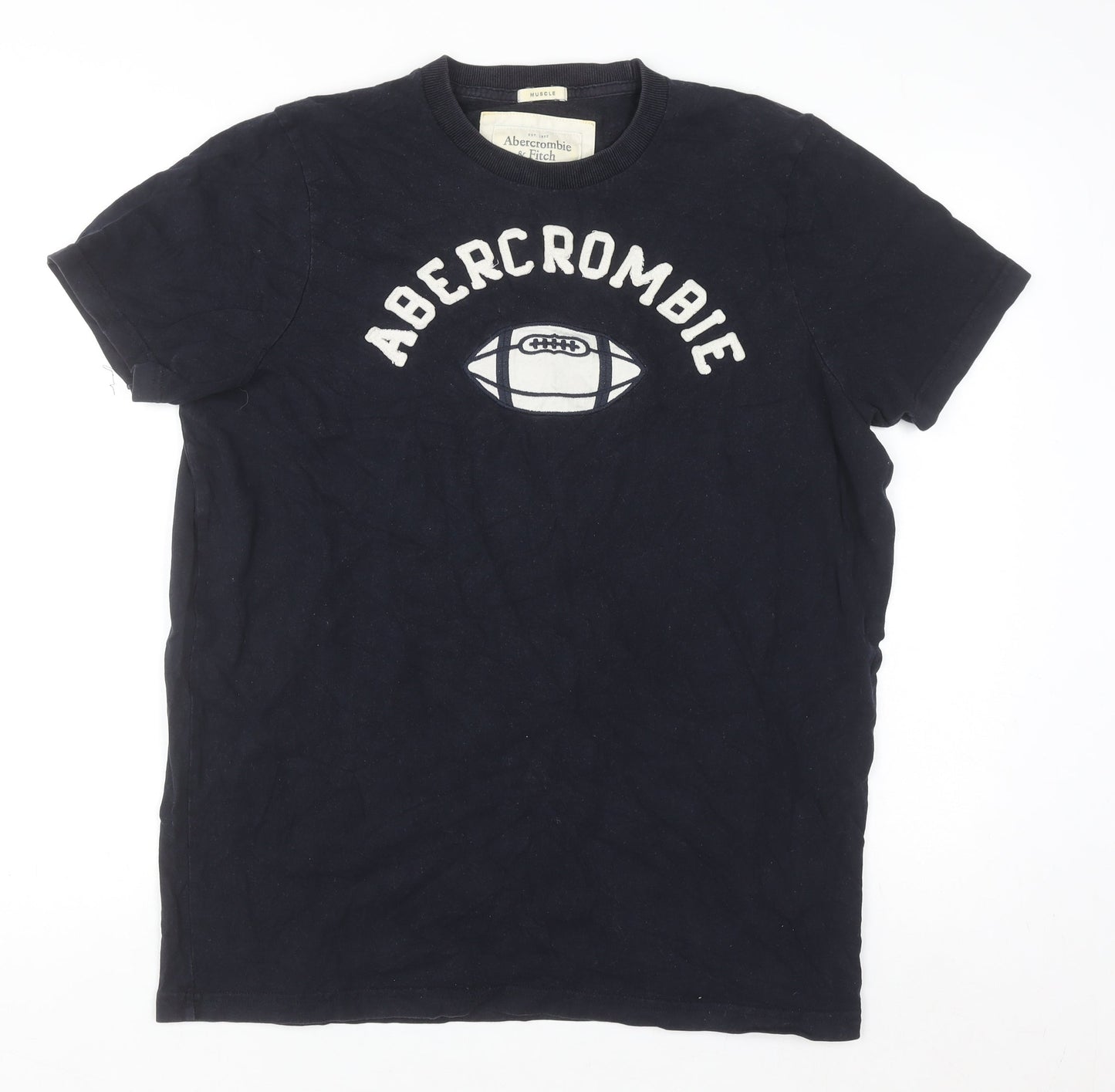 Abercrombie & Fitch Men's Blue 2XL Graphic Sports Cotton T-Shirt